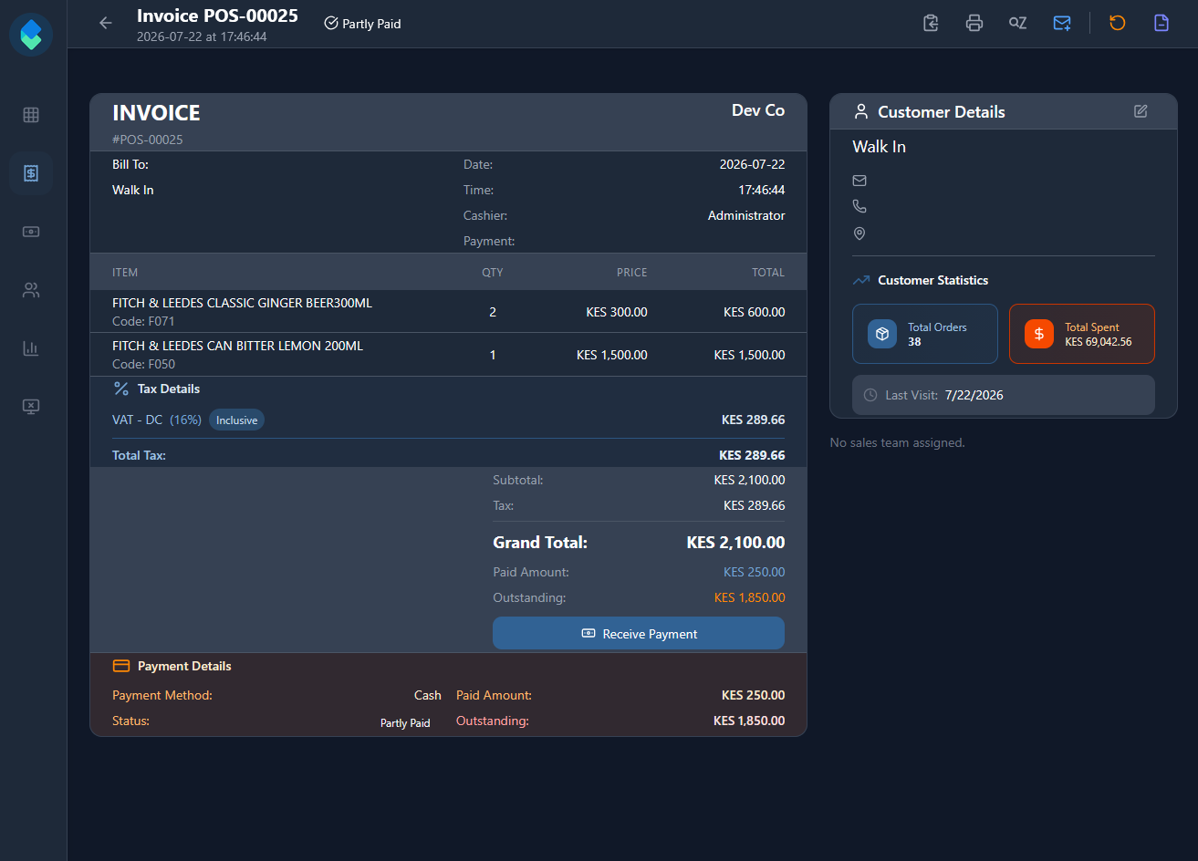 ERPNext Express — POS invoice review